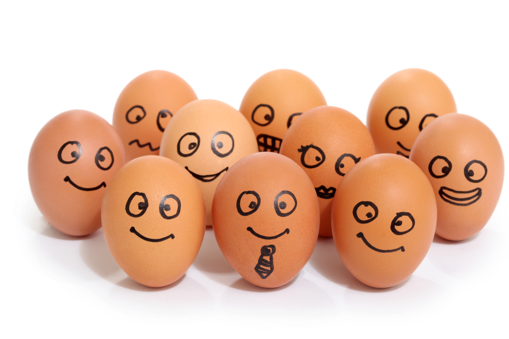 Eggs with smiley faces drawn on to represent focus groups as a research method