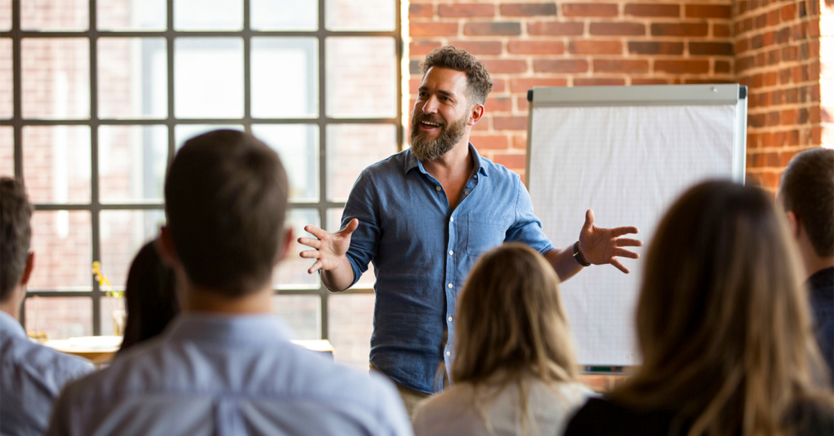 market researcher explaining online platform to participant