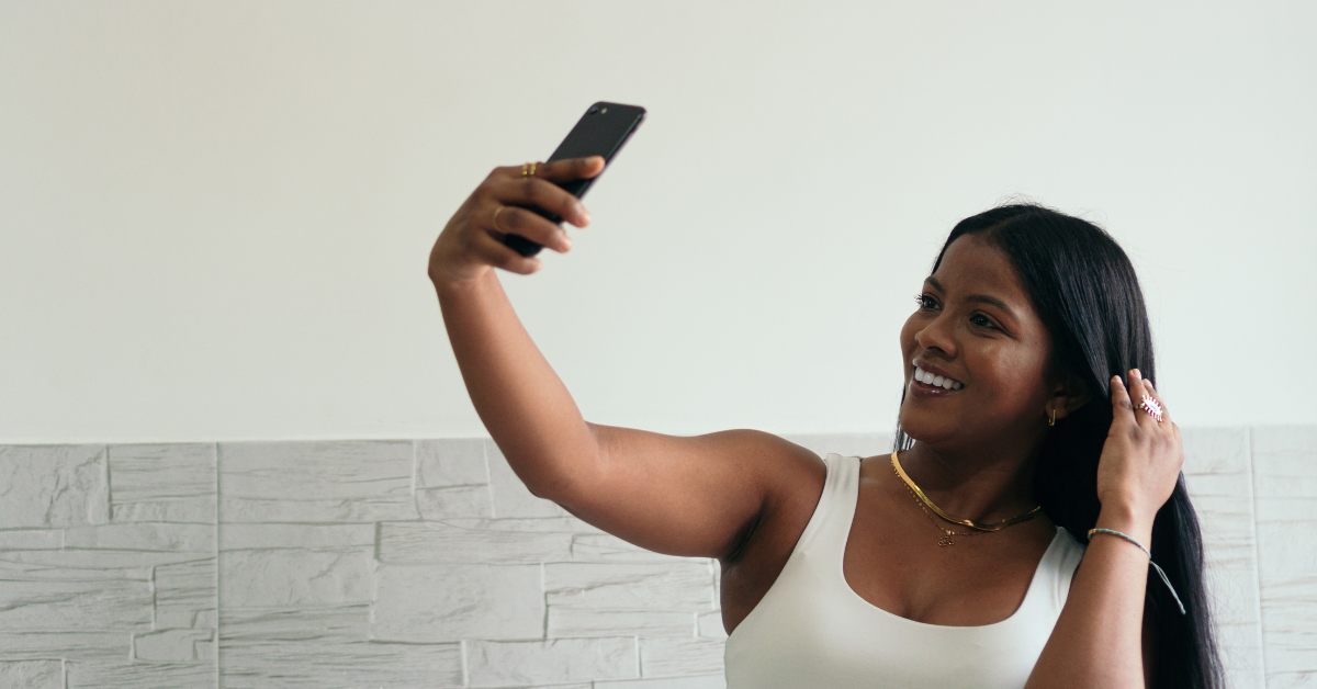 Woman recording video diary for always-on market research community