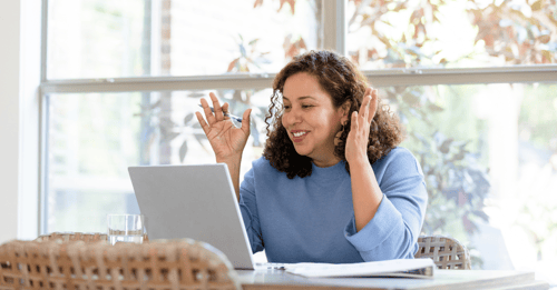 Person conducting an online focus group
