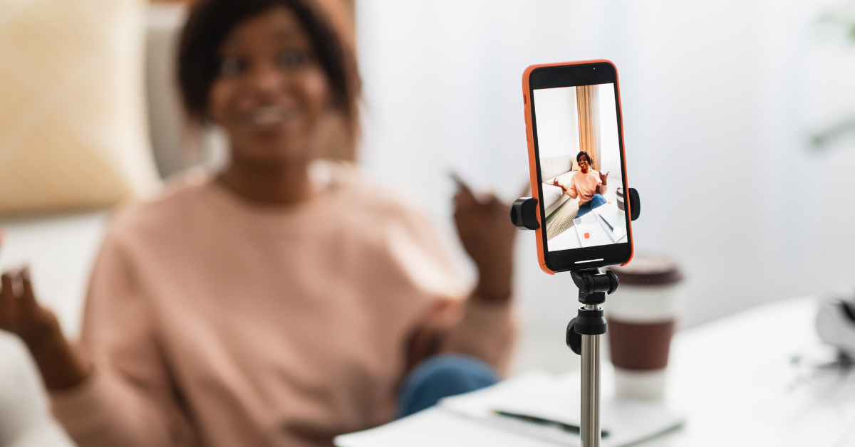 Woman recording video diary as part of ethnographic research