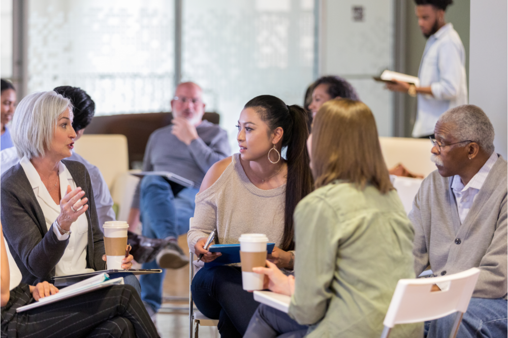 a diverse group of people in a focus group