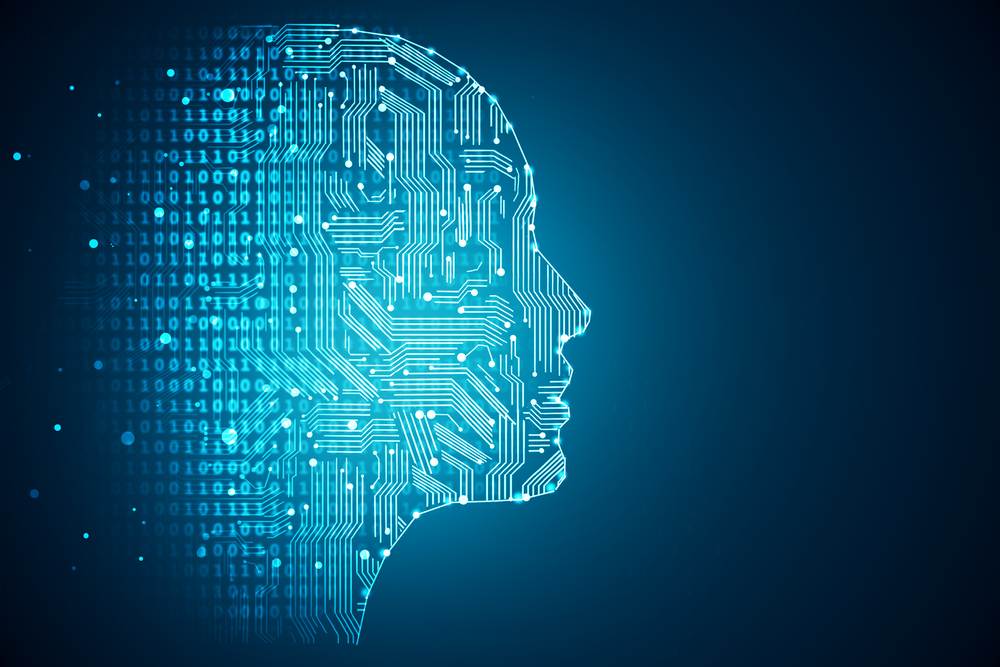 Artificial intelligence graphic depicting a human face. as a representation of the future of market research