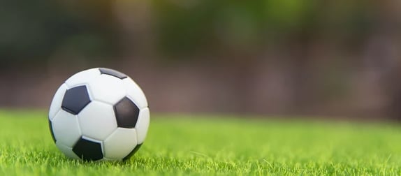 A football on a field, representing market research in the sports industry. 