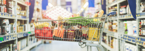 A supermarket trolley, representing supermarket market research.
