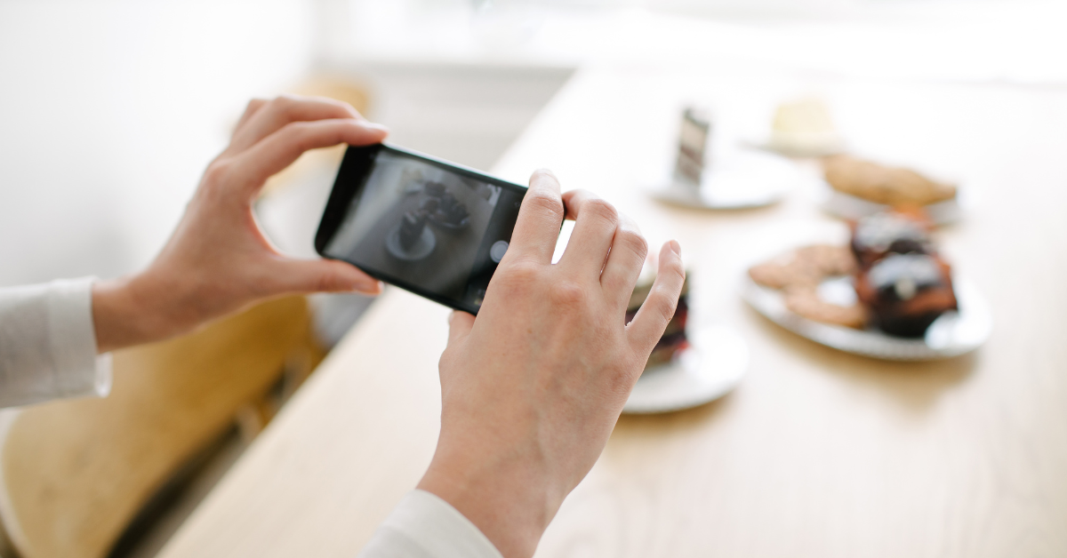 Participant completing mobile diary task on smartphone
