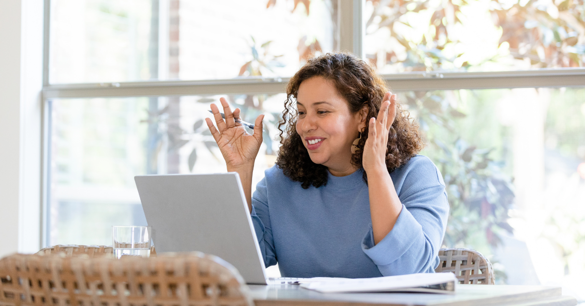 Person conducting an online focus group