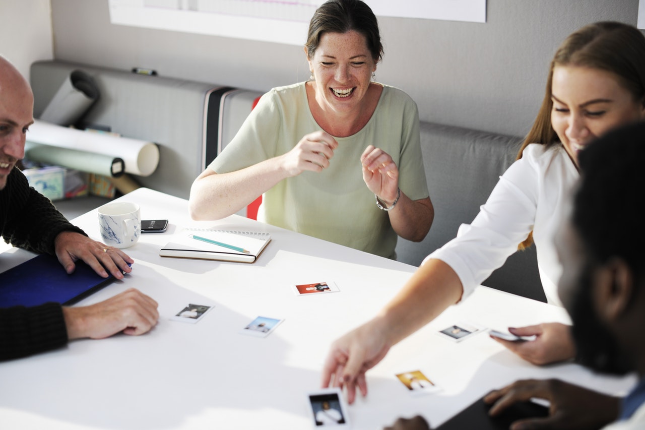 A group taking part in face-to-face user testing, rather than remote user testing