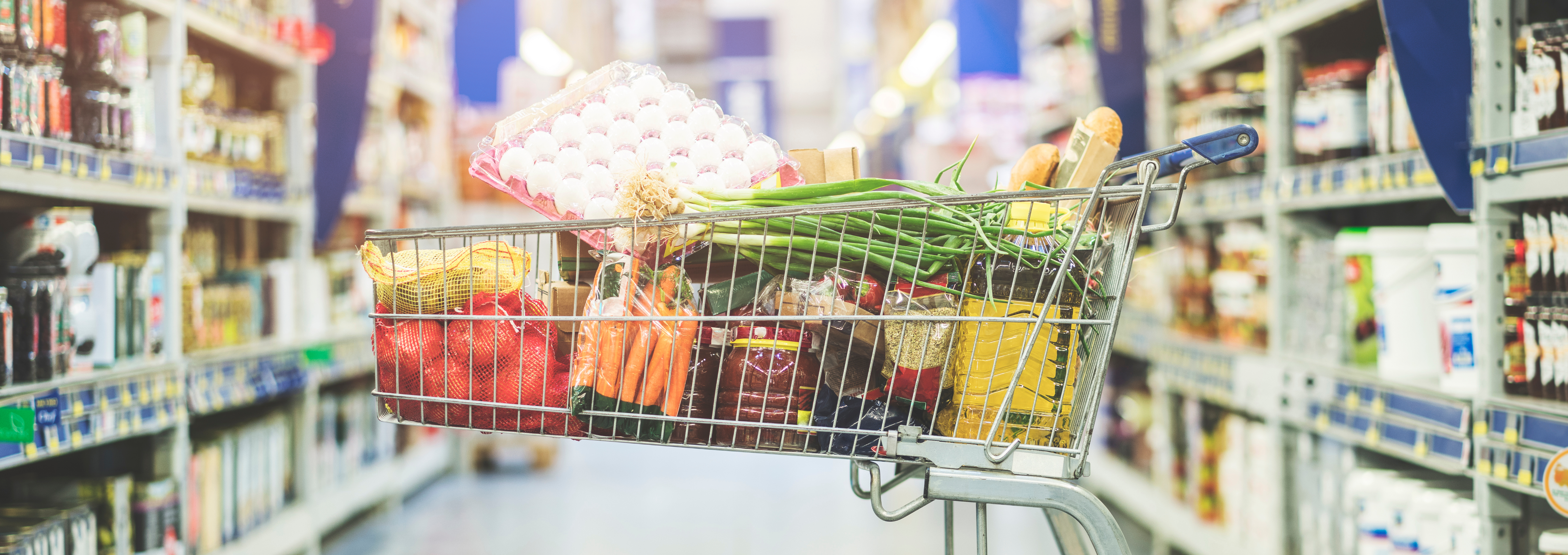 A supermarket trolley, representing supermarket market research.